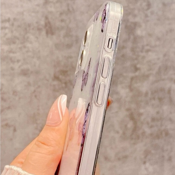 NWT iPhone13ProMax Sparkling Purple Butterfly Glitter Clear Phone Case - Picture 4 of 4